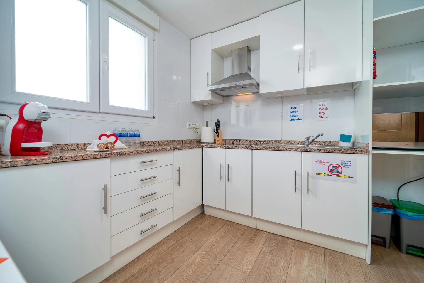 White Shaker Cabinets with Butcherblock Countertops – Warm, Classic & Functional