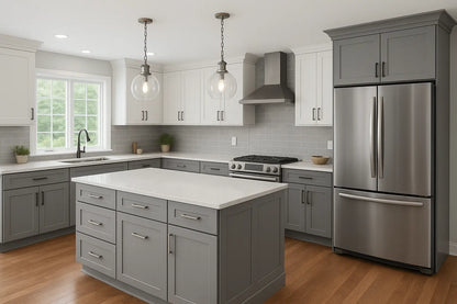 Desoto Grey & Platinum Shaker Kitchen – Stylish Contrast for a Modern Home